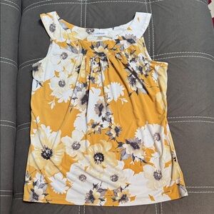 Calvin Klein Yellow and White Floral Blouse